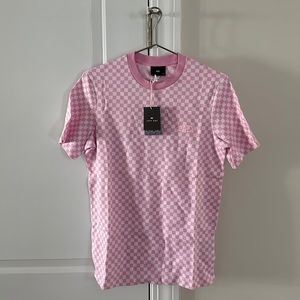 Lazy Oaf Unisex Pink + White Checkered T-shirt - New With Tags